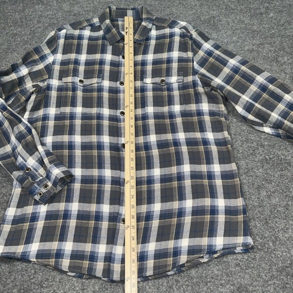 BLUE Sak Fifth Avenue Shirt  Mens size XL Blue Plaid Flannel Long Sleeves Pocket - Picture 4 of 10